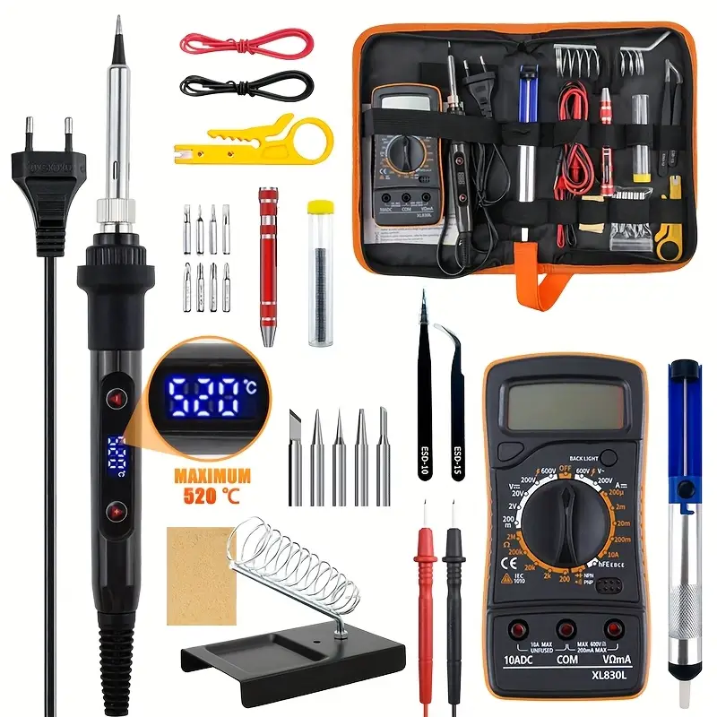 Kit de Fer à Souder Intelligent 19 pièces 80W avec Multimètre Numérique